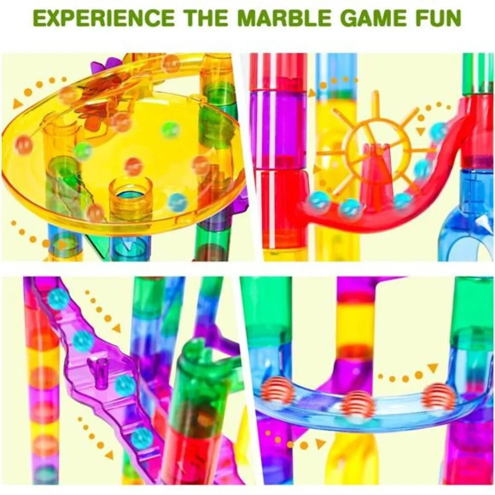 132Pcs Marble Maze Game Building Toy for Kid, Marble Track